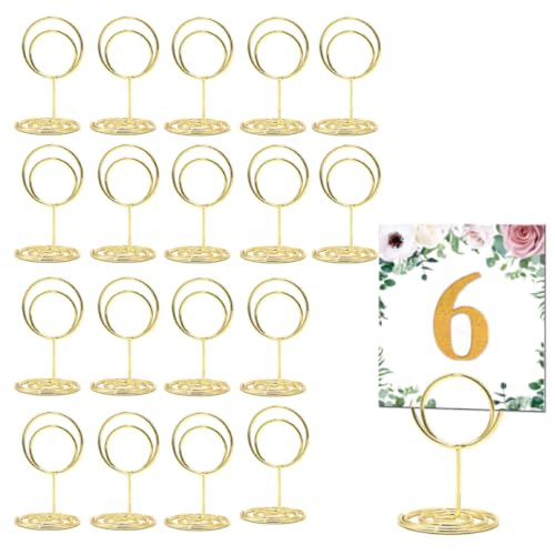 Trsnzul Tischkartenhalter Gold 30 Stück Fotohalter mit Klammern Metall Kartenhalter Hochzeit Tischnummernhalter Menükartenhalter Memohalter Tischkarten Halterung Metall für Hochzeit, Geburtstags von Trsnzul
