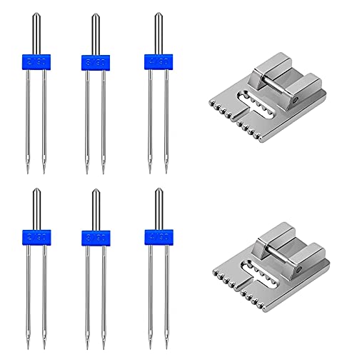 Trsnzul Zwillingsnadeln 6 Stück Doppel-Zwillingsnadeln Nähmaschinennadel Zwillingsnadel Zwillings-Stretch-Nadel Doppelnadel für Haushalts-Nähmaschine mit Nähfuß Nähmaschinen Zubehör von Trsnzul