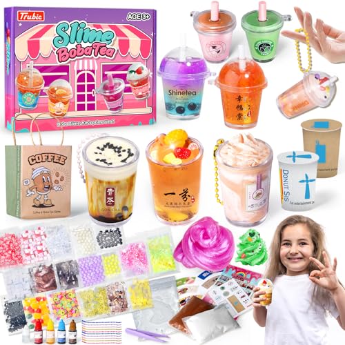 Trubic Miniatur DIY Bubble Tea Slime Schleim Selber Machen Set,Slime Charms Bastelset für Schleim Kinder Geschenk Mädchen 6 7 9,Sensorik Spielzeug Mitgebsel Kindergeburtstag,Weihnachten Geburtstag Toy von Trubic