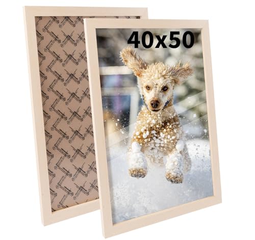 Truevaste 2 Stk. Bilderrahmen 40x50 cm Holz, MDF Fotorahmen mit Acrylglas, Klassischer Bilder Rahmen für Wand Tischbilderrahmen mit Aufhängen Aufstellen, Picture Frame für Fotos Poster Dokument von Truevaste