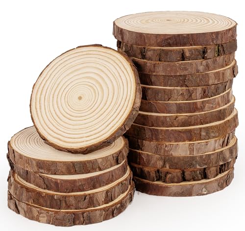 Truevaste 48 Stück Holzscheiben 9-10 cm - Baumscheiben Naturholz, 10mm dick - DIY Basteln, Hochzeit, Weihnachten & Dekoration von Truevaste