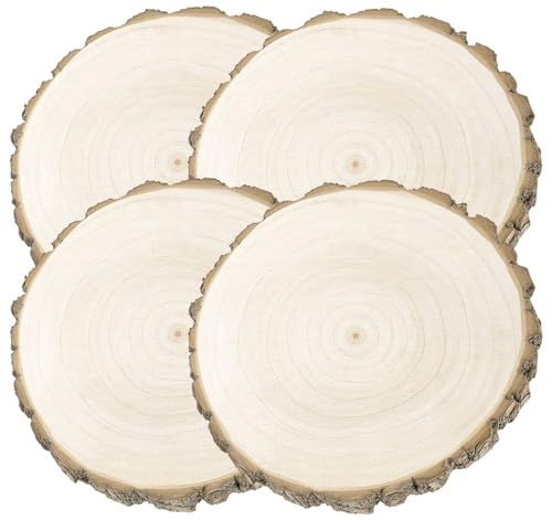 Truevaste Holzscheiben 30 cm, 4er Set Runde Baumscheiben 28-32 cm ohne Loch – Naturholz Unbehandelte Holz Log Scheiben aus Paulownia Holz für DIY Basteln, Hochzeit und Weihnachtsdeko, 20mm Dicke Truevaste Holzscheiben 30 cm, 4er Set Runde Baumscheiben 28-32 cm ohne Loch – Naturholz Unbehandelte Holz Log Scheiben aus Paulownia Holz für DIY Basteln, Hochzeit und Weihnachtsdeko, 20mm Dicke von Truevaste