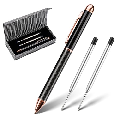 Truevaste Premium Kugelschreiber 2 Set im Geschenkkarton, 2 Druckkugelschreiber + 4 Ersatzminen, 0.7mm Ball point Pen mit Edelstahl-Gehäuse & Drehmechanik, Schwarze Tinte, Schwarz-goldenes Gehäuse Truevaste Premium Kugelschreiber 2 Set im Geschenkkarton, 2 Druckkugelschreiber + 4 Ersatzminen, 0.7mm Ball point Pen mit Edelstahl-Gehäuse & Drehmechanik, Schwarze Tinte, Schwarz-goldenes Gehäuse von Truevaste