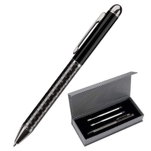 Truevaste Premium Kugelschreiber 3 Set im Geschenkkarton, 3 Druckkugelschreiber + 6 Ersatzminen, 0.7mm Ball point Pen mit Edelstahl-Gehäuse & Drehmechanik, Schwarze Tinte, Silbergrau-Schwarz Gehäuse Truevaste Premium Kugelschreiber 3 Set im Geschenkkarton, 3 Druckkugelschreiber + 6 Ersatzminen, 0.7mm Ball point Pen mit Edelstahl-Gehäuse & Drehmechanik, Schwarze Tinte, Silbergrau-Schwarz Gehäuse von Truevaste