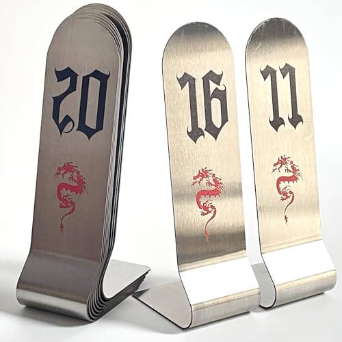 Tischkarten aus Edelstahl, 15,2 cm, vertikal, doppelseitig, stapelbar, 20,3 cm, Silber, Schwarz und Rot, 10 Stück von Truewon