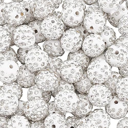 100pcs Basteln Strassstonperlen Robuste Weiße Strasssteine ​​verschönerte Tonperlen Für Handwerksliebhaber Runde Perlen Zum Handwerk von Trufolxiaz
