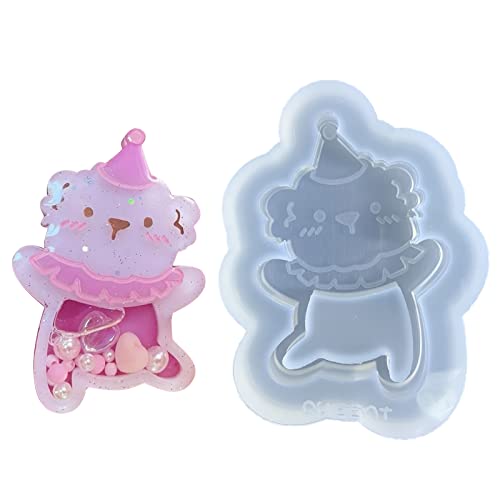 Glänzende Silikondekoration Formen Süßes Zirkus Bären Ornament Schlüsselbund Schimmel Anhänger Schmuck Epoxidharz Crafting Formen Silikonschlüsselkettenformen Für Epoxidharz von Trufolxiaz