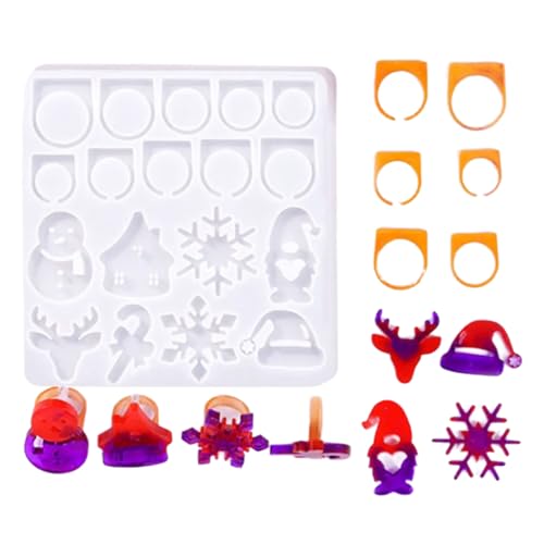Harzringe Maker Silikonform Set Silikonblüten Schmetterling Weihnachtsringe Schmuckformen Für Handwerksliebhaber Kristall Epoxidringe von Trufolxiaz