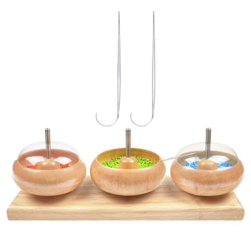 Perlenlader Perle Piercer Holzhandbuch Rotation Drei Schalen Beatder Schneller Perlen Perlen Perlenartefakt Für Perlenhandwerk Taille Perlen Spinner Schüssel von Trufolxiaz