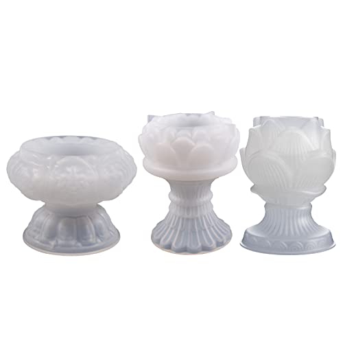 Set Von 3 Candlestick Silikonform Harzhandwerksform Häuserdekorationen Lehmform Handherstellung Accessoires Silikon Kerzenschiffsformen von Trufolxiaz