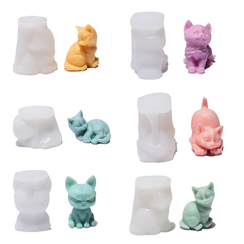 Set Von 6 Silikon Figur Schimmel Kerze Herstellen Formen Basteln Formenkatzen Formenform Formen Silikonstextur Für Kerzenkerzenform Formen Machen von Trufolxiaz