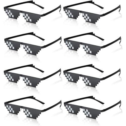 TrukD Mosaik Sonnenbrille Coole Brille, 8pcs Pixel Mosaik Brille Anti-UV Lustige Sonnenbrille Coole Brille für Männer Frauen Kinder Foto Requisiten Party Dekoration von TrukD