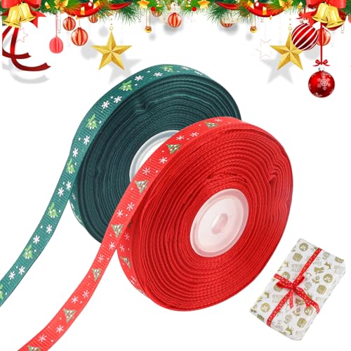 2er-Rolle Schleifenband Weihnachten,22m Dekoband Weihnachten,10mm Geschenkband Weihnachten Rot Grün,Dekoband Weihnachtsband mit Weihnachtsbaummuster für Geschenke und Weihnachtsschmuck 2er-Rolle Schleifenband Weihnachten,22m Dekoband Weihnachten,10mm Geschenkband Weihnachten Rot Grün,Dekoband Weihnachtsband mit Weihnachtsbaummuster für Geschenke und Weihnachtsschmuck von Trukafie