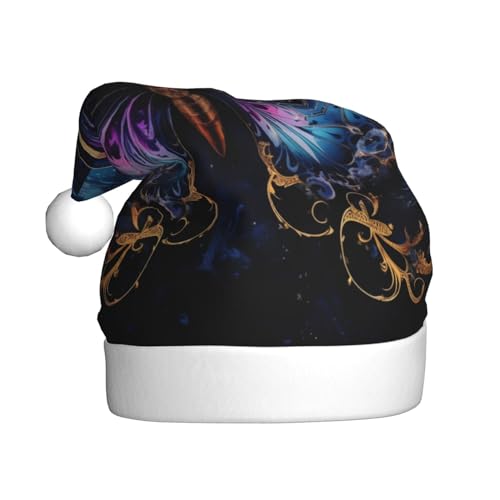 Trukd Weihnachtsmütze, Fantasy-illustrierte Schmetterlingsmütze für Erwachsene, Unisex, Samt, Pelz, Weihnachtsmütze für Neujahr, festliche Party von Trukd