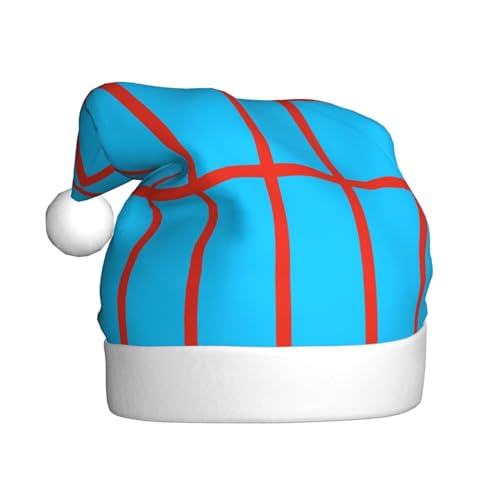 Trukd Weihnachtsmütze, einfarbig, hellblau, Weihnachtsmannmütze für Erwachsene, Unisex, Samt, Pelz, Weihnachtsmütze für Neujahr, festliche Party von Trukd