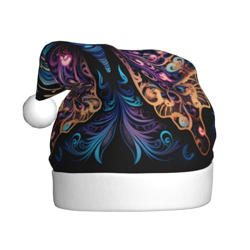 Trukd Weihnachtsmütze, wunderschöne schwarze Schmetterlingsmütze für Erwachsene, Unisex, Samt, Pelz, Weihnachtsmütze für Neujahr, festliche Party von Trukd