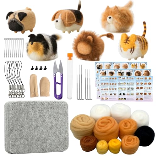 Truslin Nadelfilz-Set, Bastelsets für Erwachsene UK, Stanznadel-Set mit Filzbedarf, Filznadeln, Filzwolle und Filzwerkzeuge, Weihnachtsbasteln für Erwachsene, gesichtslose Tiere, 6 Stück Truslin Nadelfilz-Set, Bastelsets für Erwachsene UK, Stanznadel-Set mit Filzbedarf, Filznadeln, Filzwolle und Filzwerkzeuge, Weihnachtsbasteln für Erwachsene, gesichtslose Tiere, 6 Stück von Truslin