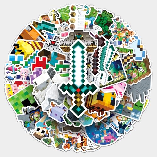 50 Stück Mine-Craft PVC-Wasseraufkleber – Kreative Graffiti-Cartoon-Aufkleber für Kinder – Deko für Skateboards, Koffer, Laptops – Selbstklebende Stickers von TrustKK