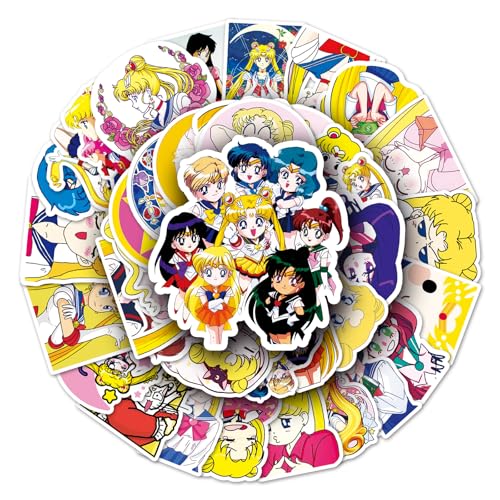 51 Stück Sailor Moon PVC-Wasseraufkleber – Kreative Graffiti-Cartoon-Aufkleber für Kinder – Deko für Skateboards, Koffer, Laptops – Selbstklebende Stickers 51 Stück Sailor Moon PVC-Wasseraufkleber – Kreative Graffiti-Cartoon-Aufkleber für Kinder – Deko für Skateboards, Koffer, Laptops – Selbstklebende Stickers von TrustKK