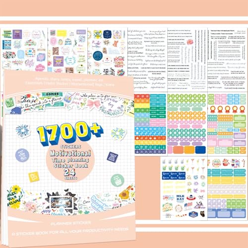 Motivational Time Planning Stickers 24 Blätter 1700+ Planer-Stickerbuch - Schreibpapier-Sticker, Geschenk für Heranwachsende, Freunde & Familie, DIY-Basteln, perfekt für kreatives Journaling Motivational Time Planning Stickers 24 Blätter 1700+ Planer-Stickerbuch - Schreibpapier-Sticker, Geschenk für Heranwachsende, Freunde & Familie, DIY-Basteln, perfekt für kreatives Journaling von TrustKK