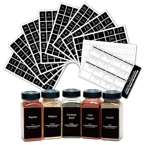 TrustKK Gewürzglas-Etiketten Set, 275 Stück, 9 Bögen, Schwarze Aufkleber für Gewürze, Selbstklebend, Rechtecke 5x3cm TrustKK Gewürzglas-Etiketten Set, 275 Stück, 9 Bögen, Schwarze Aufkleber für Gewürze, Selbstklebend, Rechtecke 5x3cm von TrustKK
