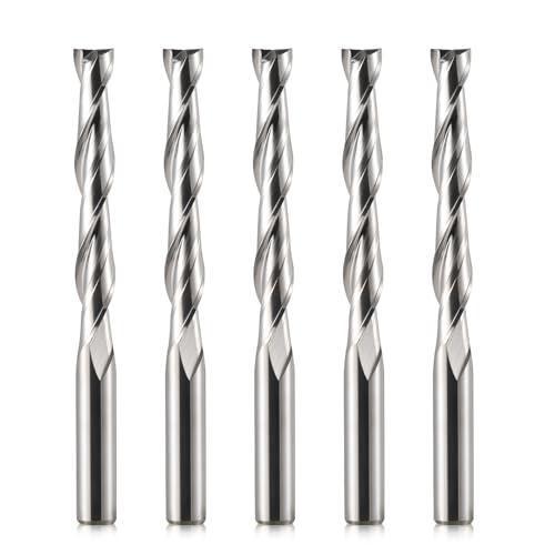 5 Stück Aufschnitt-Spiral-Fräser, 6 mm Schaft, 42 mm Schnitttiefe, 70 mm Überhang, Hartmetall-Aufschnitt-Fräser für CNC-Schreinereiarbeiten, Inlayschneidung, Zapfenfräsung, Schnitzarbeiten und Gravur von Trvoxviq