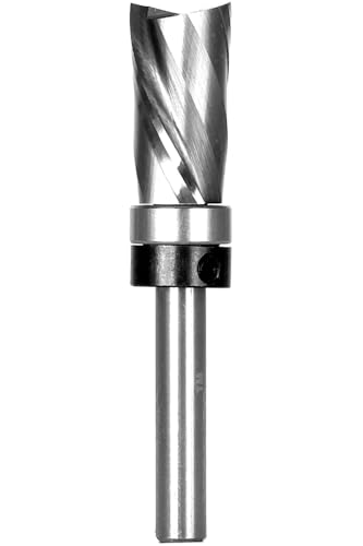 Spiralfräsen-Bit, 1/4-Zoll-Schaft, 3 Nuten, DLC-beschichtet, 1,27 cm Durchmesser, 1,27 cm Schnittlänge, oberes Lager, Downcut-Mustervorlage, bündiges Trimmen für Rillen, Bodenreinigung, Holztrimmen von Trvoxviq
