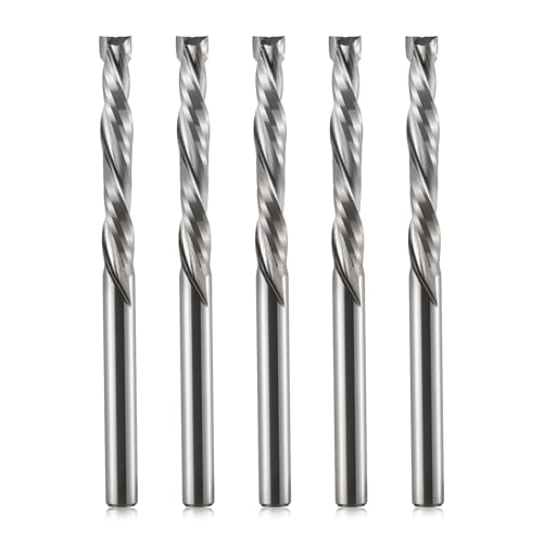 Trvoxviq 1/8 Zoll (3,175 mm) Schaft Hartmetall-Fräser Up & Down Schnitt CNC-Spiralfräser 2-Schneiden Fräskopf Kompressionsfräser für Gravur, Fräsarbeiten und Holzbearbeitung 5er Set von Trvoxviq