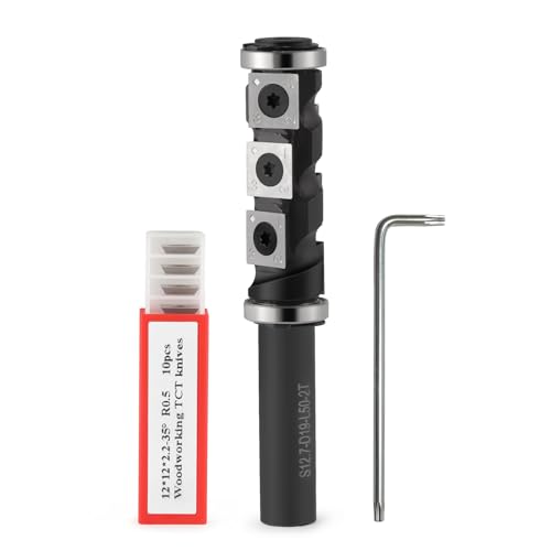 Trvoxviq Hartmetall-Einsatz, bündiger Fräser-Bit, oberes und unteres Lager, 1,27 cm Schaft, 19 mm Schnittdurchmesser, bündig geschnittene Spiralfräser-Bits mit 10 extra Klingen für Holzbearbeitung von Trvoxviq