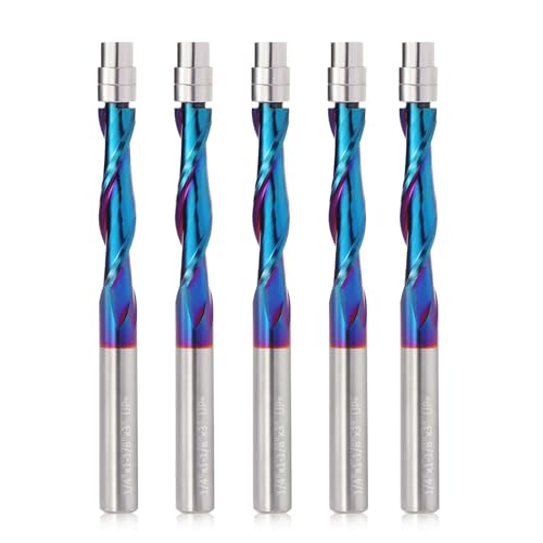 Trvoxviq Spiralfräser-Bit, 1/4-Zoll-Schaft nach oben geschnitten, 3,8 cm Schnittlänge, Vollhartmetall-CNC-Zier-Bits mit Nano-Beschichtung für Holzarbeiten, 5 Stück Trvoxviq Spiralfräser-Bit, 1/4-Zoll-Schaft nach oben geschnitten, 3,8 cm Schnittlänge, Vollhartmetall-CNC-Zier-Bits mit Nano-Beschichtung für Holzarbeiten, 5 Stück von Trvoxviq
