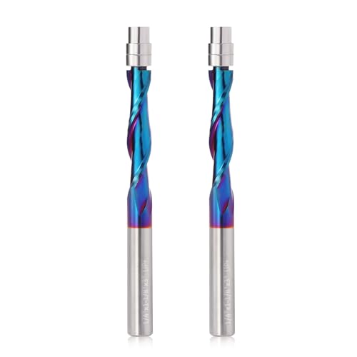 Trvoxviq Spiralfräser-Bit, 1/4-Zoll-Schaft nach oben geschnitten, 3,8 cm Schnittlänge, Vollhartmetall-CNC-Zier-Bits mit Nano-Beschichtung für Holzbearbeitung (2 Stück) von Trvoxviq