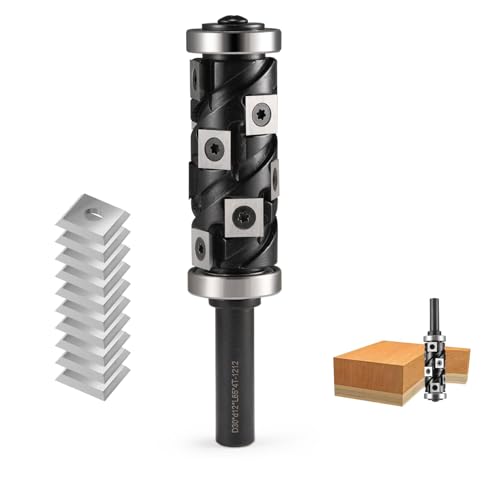 Trvoxviq Wendeplatten Bündigfräser 12mm Schaft, Flush Trim Fräser Bit mit 12 Hartmetalleinsätzen, Up&Down Kompressions Oben&unten Lager Bündigfräser Oberfräse für Kantenbearbeitung, D=30mm, NL=65mm von Trvoxviq