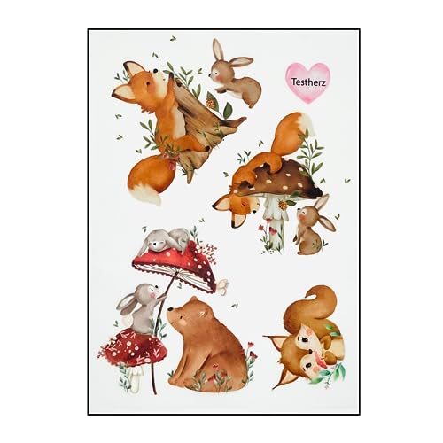 Bügelbilder Set für Textilien DIN A4 Kinder Mädchen Jungen Dino Einhorn Waldtiere groß klein Aufbügelbild zum aufbügeln verschiedene Designs Aufbügler Transferbilder (12 - Süße Waldtiere) von TryPinky
