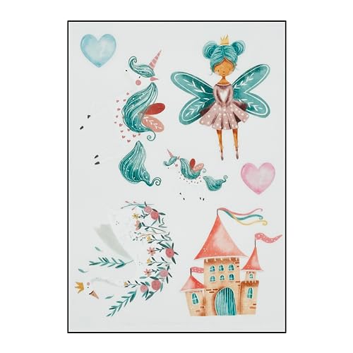 Bügelbilder Set für Textilien DIN A4 Kinder Mädchen Jungen Dino Einhorn Waldtiere groß klein Aufbügelbild zum aufbügeln verschiedene Designs (5 - Mädchen Motive 1) von TryPinky