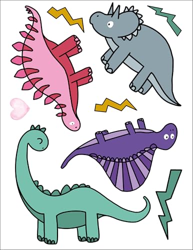 Bügelbilder Set für Textilien DIN A4 Kinder Mädchen Jungen Dino Einhorn Waldtiere groß klein Aufbügelbild zum aufbügeln verschiedene Designs Aufbügler Transferbilder (23 - Dinos Bunt) von TryPinky