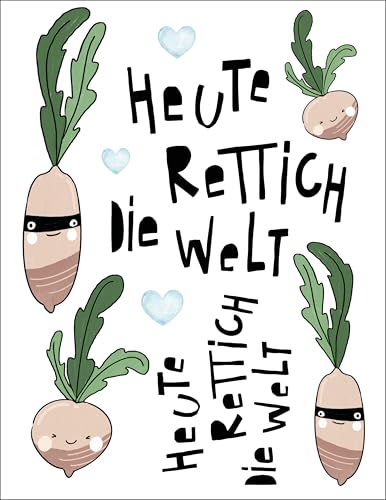 Bügelbilder Set für Textilien DIN A4 Kinder Mädchen Jungen Dino Einhorn Waldtiere groß klein Aufbügelbild zum aufbügeln verschiedene Designs Aufbügler Transferbilder (25 - Heute Rettich die Welt) von TryPinky