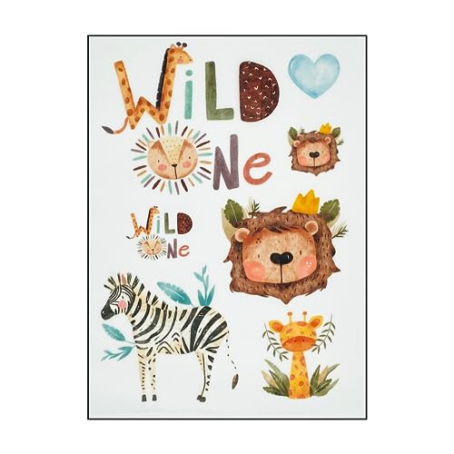 Bügelbilder Set für Textilien DIN A4 Kinder Mädchen Jungen Dino Einhorn Waldtiere groß klein Aufbügelbild zum aufbügeln verschiedene Designs Aufbügler Transferbilder (9 - Wild One) von TryPinky