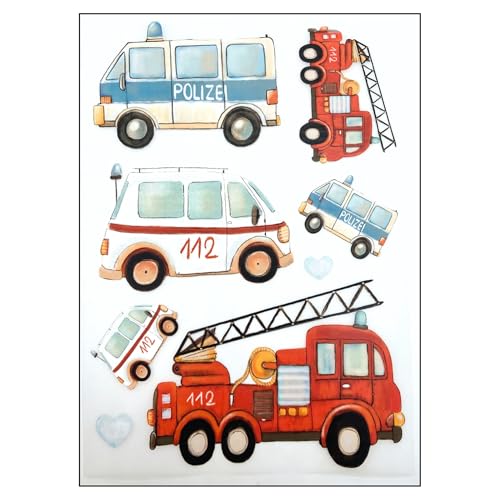 Bügelbilder Set für Textilien DIN A4 Kinder Mädchen Jungen Dino Einhorn groß klein Aufbügelbild zum aufbügeln (20 - Fahrzeuge Eda & Mo) von TryPinky