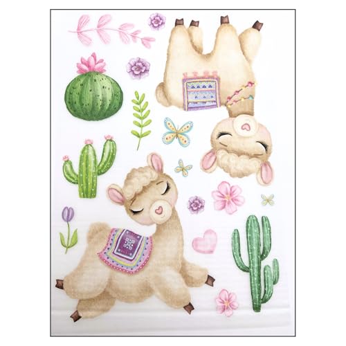 Bügelbilder Set für Textilien DIN A4 Kinder Mädchen Jungen Dino Einhorn groß klein Aufbügelbild zum aufbügeln (25 - Süße Lamas) von TryPinky