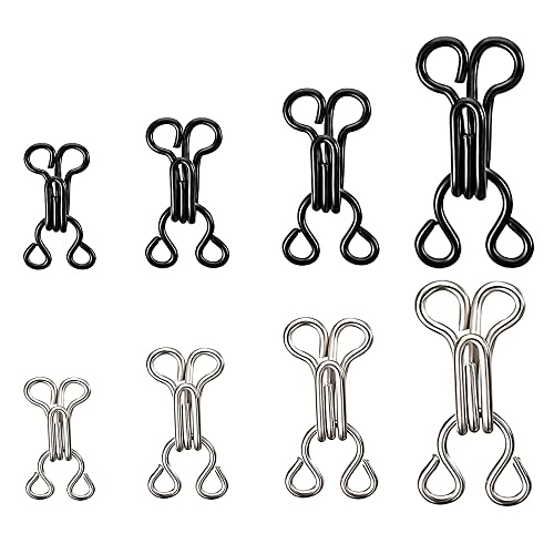 24 Paar BH-Nähhaken und Ösen-Verschlusssets, 4 Größen, Metallverschlüsse, Ersatzverschlüsse für Träger, Kleidung, Röcke, Mäntel, Hosen, Kleidung, Reparatur (1 Größe 10 mm, schwarz) von TrySalar