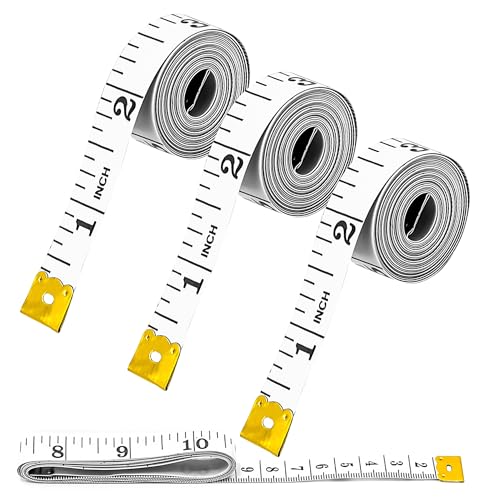 Doppelseitiges Maßband für Körperhöhe, Taillenmaß, Dual-Skala, Kleidung, Fiberglas-Maßband, weiß, Basteln, Schneider, Kleidung, Nähen, 150 cm (3 Stück) von TrySalar