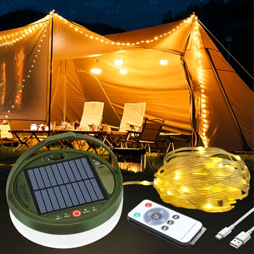 Trywise Camping Lichterkette Aufrollbar - 20M Aufrollbare Lichterkette Solaraufladung Outdoor Lichterkette mit Fernbedienung Mit 8 Beleuchtungsmodi Akku Für Camping Und Hofdeko [Energieklasse A] von Trywise