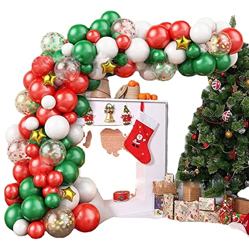 Tsadeer 87 Stück Weihnachtskranz Set mit Themen für festliche Feiern Rot und Luftballons Hintergrund Dekoration Weihnachtsfeier von Tsadeer