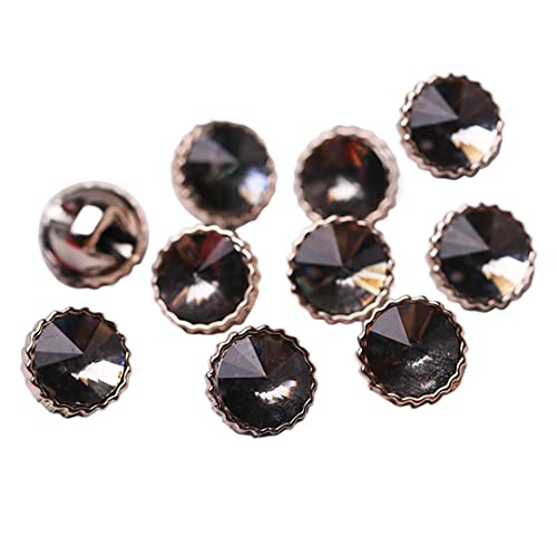 10 Stück Harz-Strass-Knöpfe, 12 mm, modische Verzierung, Knöpfe für Damen, zum Aufnähen, für Bastelarbeiten, Zubehör, Dunkelgrau, 12 mm von Tsangbaby
