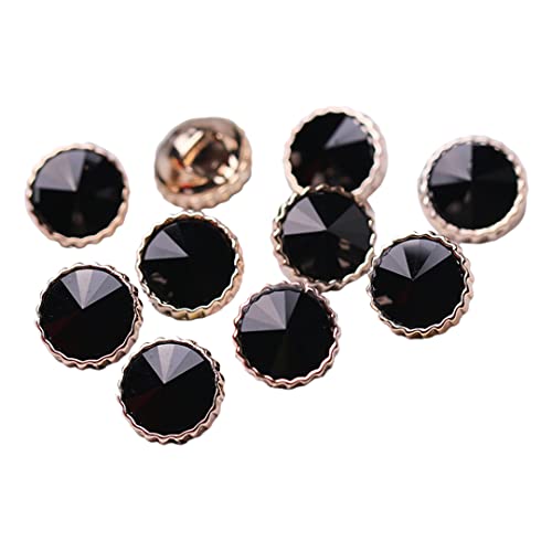 10 Stück Harz-Strass-Knöpfe, 12 mm, modische Verzierungsknöpfe für Damen, zum Aufnähen, für Bastelarbeiten, Zubehör, schwarz, 12 mm von Tsangbaby