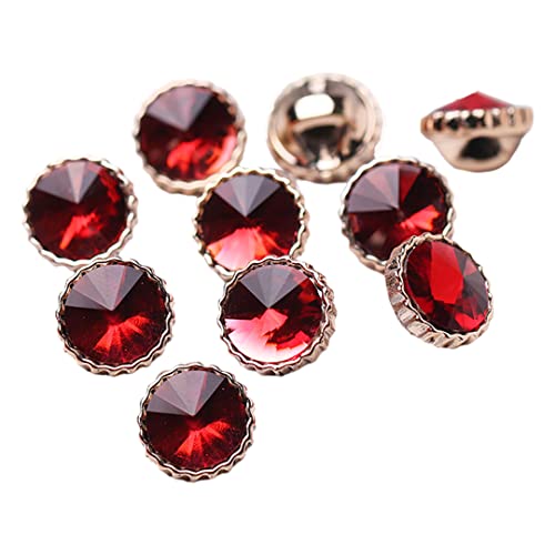 10 Stück Harz Strass Knöpfe 12 mm Mode Verzierung Knöpfe Frauen Nähen auf Kleidung Knöpfe für DIY Handwerk Zubehör Rot 12 mm von Tsangbaby