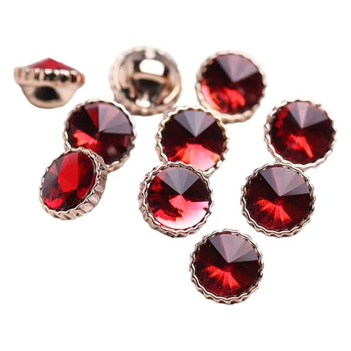 10 Stück Strassknöpfe DIY Diamant-Knöpfe 12mm Knöpfe Zum Annähen Vintage-Knöpfe Knöpfe Für Blazer, Anzüge, Mäntel, Uniform, Jacke (Rot) von Tsangbaby