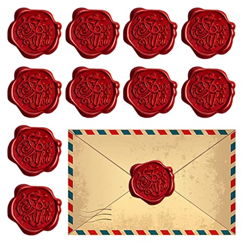 10 Stück selbstklebende Wachssiegel-Aufkleber für Sie, 3D-geprägte Siegel-Aufkleber, antikes Blumenmuster, Umschlag-Aufkleber für DIY-Karten, Weinrot von Tsangbaby