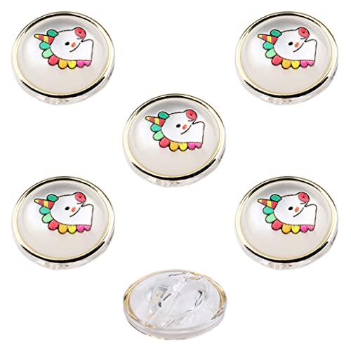 21 mm Cartoon Clear Harz Schaft Knöpfe 6 Stück Niedliche Tierdruck Runde Knöpfe Kawaii Bunte Knöpfe für Kinderrock DIY Unicorn von Tsangbaby