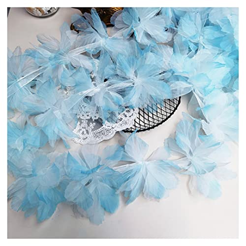 3D Spitze Blume Trim Gradient Tüll Stoff Applique Vintage Kleid Haarnadel Dekor für DIY Handwerk Nähen Zubehör Farbverlauf Blau von Tsangbaby